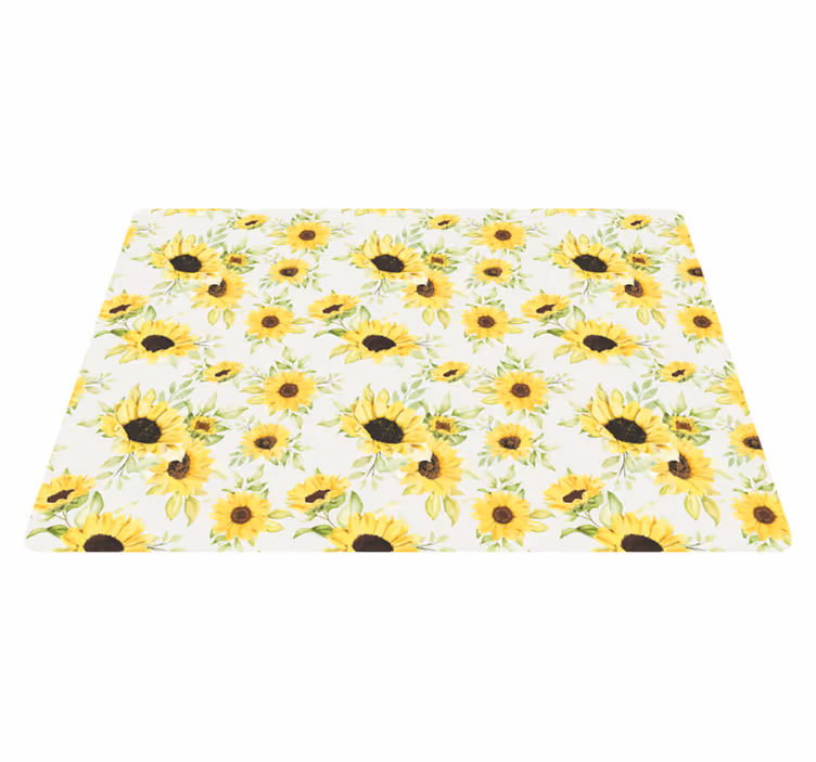 花と植物の壁画美しい水彩のひまわりのシームレスパターン - TENSTICKERS