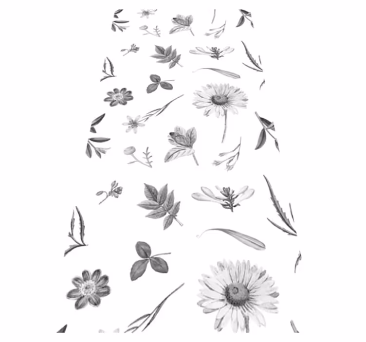 花と植物の壁画グレーのスプリントフラワー - TENSTICKERS