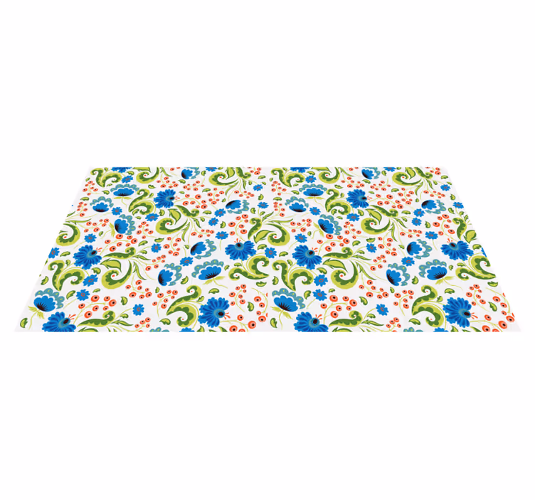 花と植物の壁画 緑と青の花があふれる - TENSTICKERS