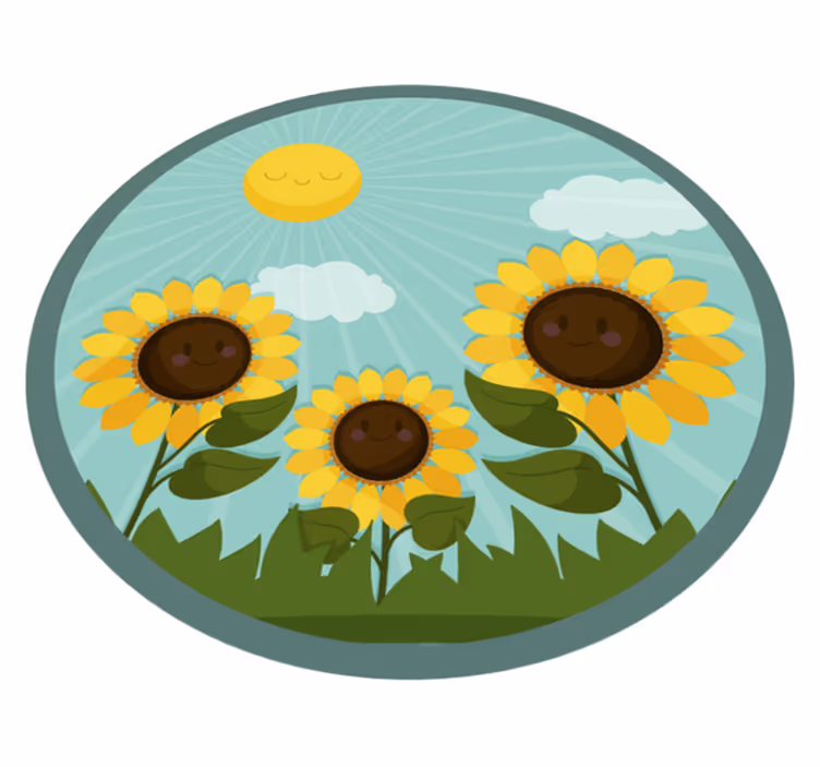 花と植物の壁画太陽の中の花々 - TENSTICKERS