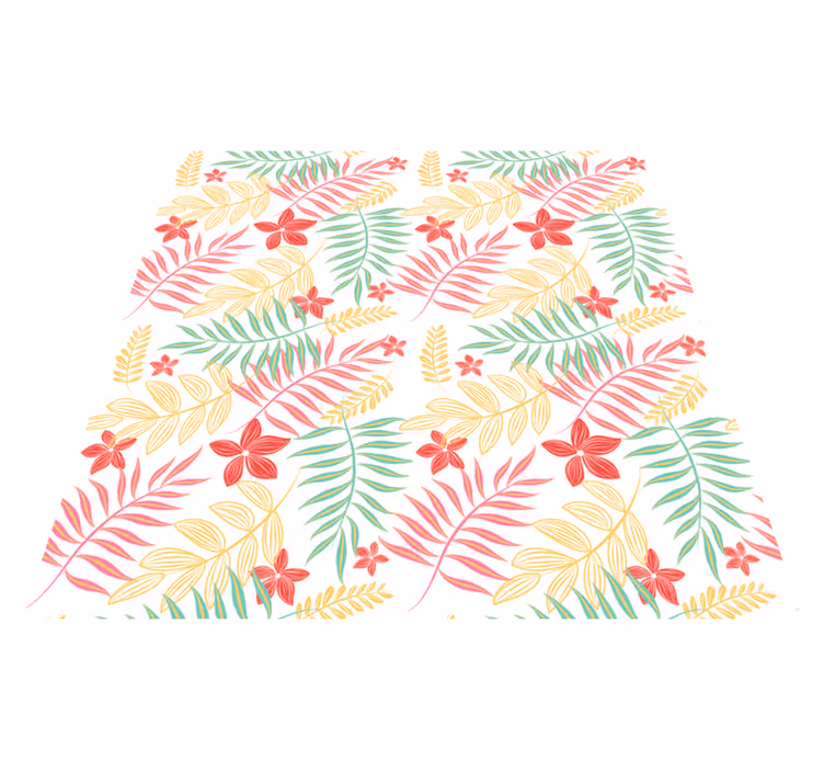 花と植物の壁画ネオンリーフデザイン - TENSTICKERS