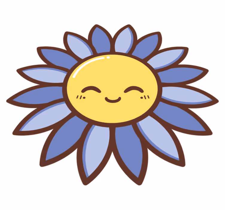 花と植物の壁画 幸せな紫の花のシルエット - TENSTICKERS