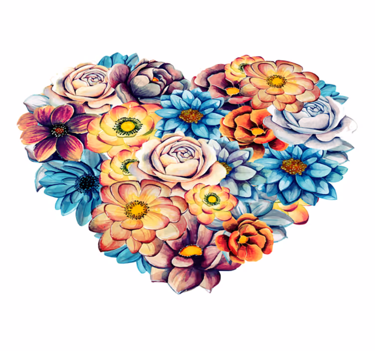 花と植物の壁画美しい花で満たされた心 - TENSTICKERS