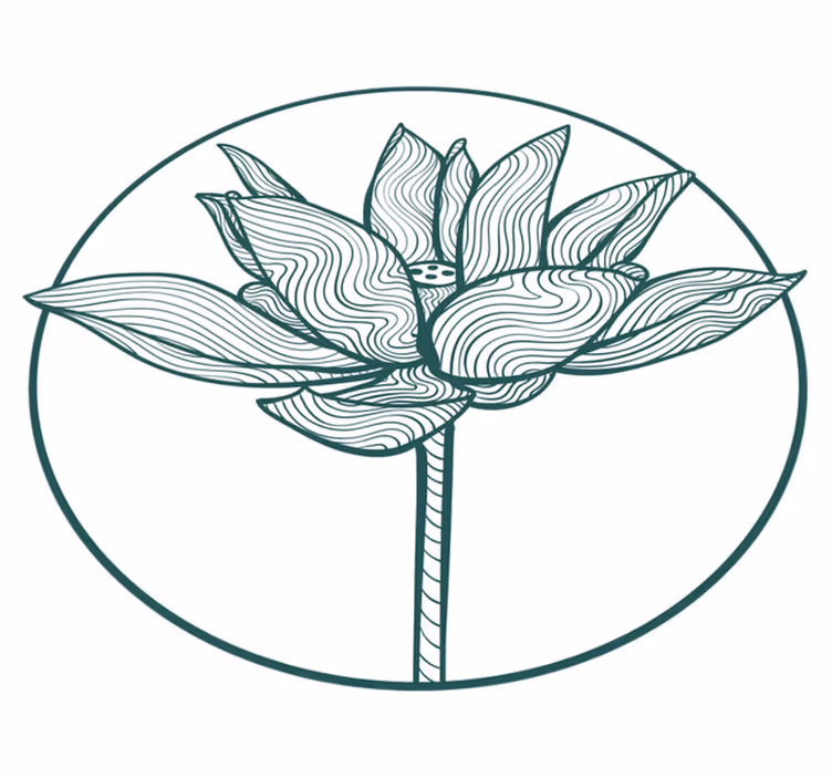 花と植物の壁画蓮の花の開花イラスト - TENSTICKERS