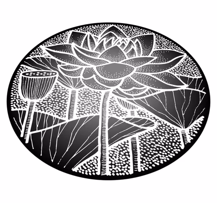 花と植物の壁画伝統的なスタイルの蓮の花 - TENSTICKERS
