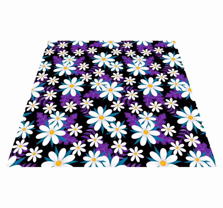 花と植物の壁画 黒い背景の花々 - TENSTICKERS