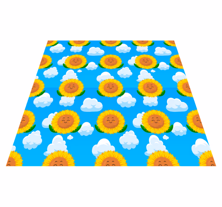 花と植物の壁画空に微笑む黄色い花 - TENSTICKERS