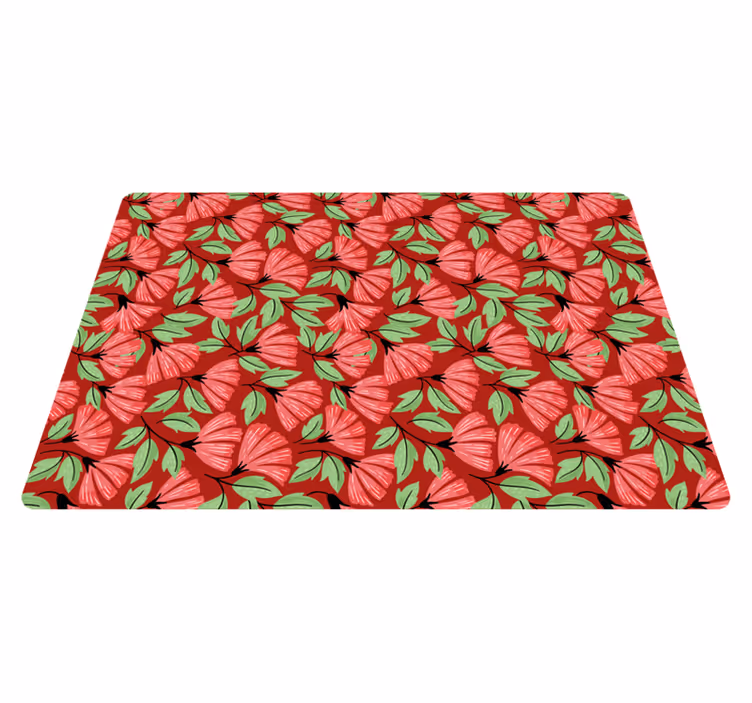 花と植物の壁画ヴィンテージレッドパターン - TENSTICKERS