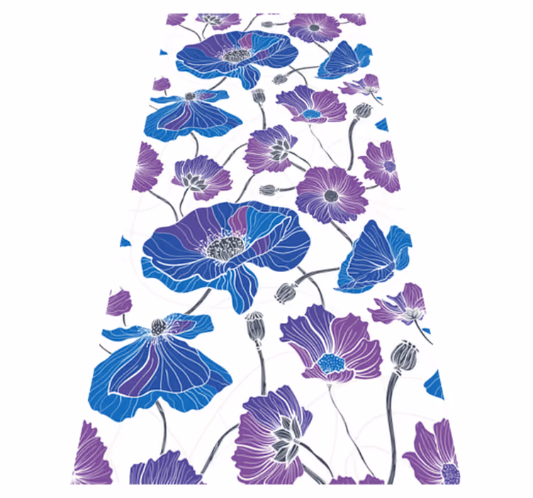 花と植物の壁画青と紫の庭の花 - TENSTICKERS