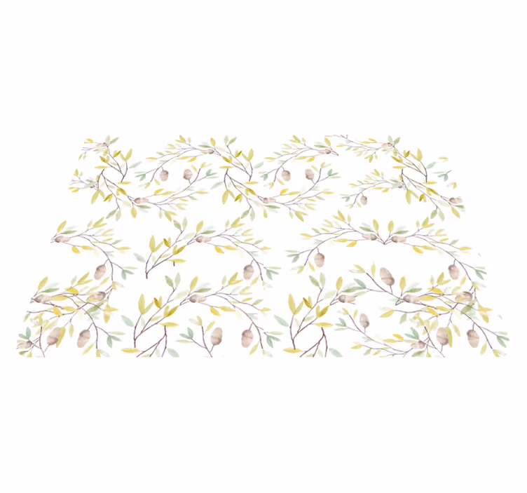 花と植物の壁画オリジナル水彩緑の葉パターン - TENSTICKERS