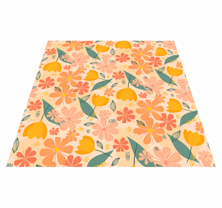 花と植物の壁画カラフルなヴィンテージの葉と花 - TENSTICKERS