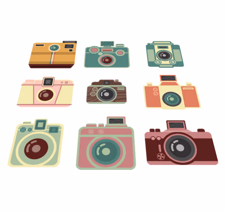 ダイニングルーム ビニールマット ヴィンテージカメラ - TENSTICKERS