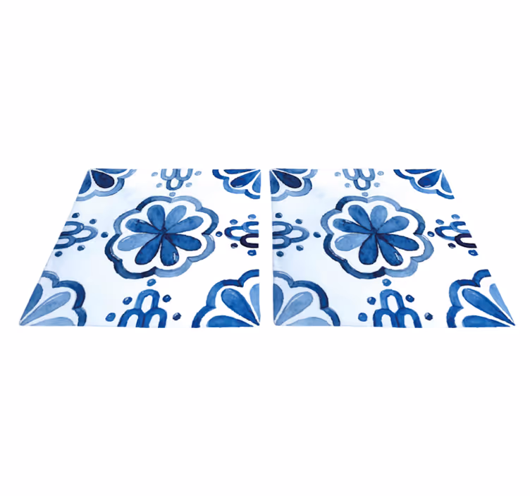 ダイニングルーム ビニールマット 花柄セメントタイルパターン - TENSTICKERS