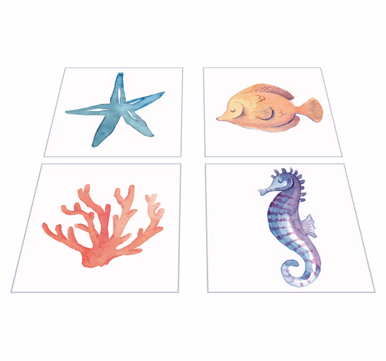 バスルームに1枚ビニールカーペット海の生き物 - TENSTICKERS