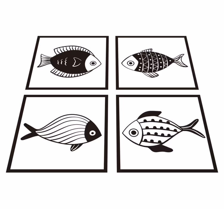 バスルームに1枚ビニールカーペット美しい魚柄タイル - TENSTICKERS