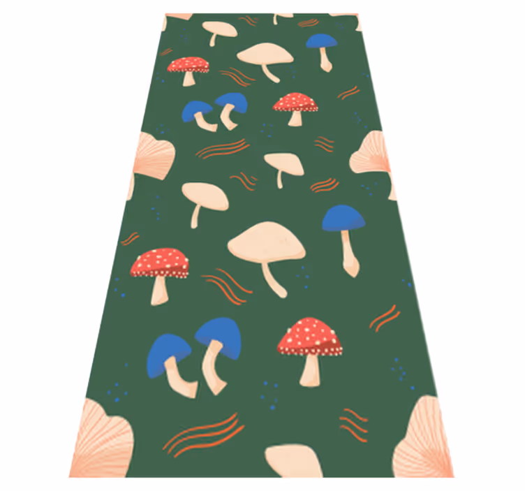 花と植物の壁画赤と白のリアルなきのこ - TENSTICKERS