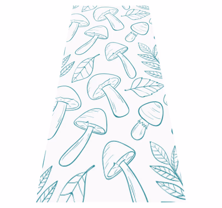 花と植物の壁画白と薄い青のキノコ柄 - TENSTICKERS