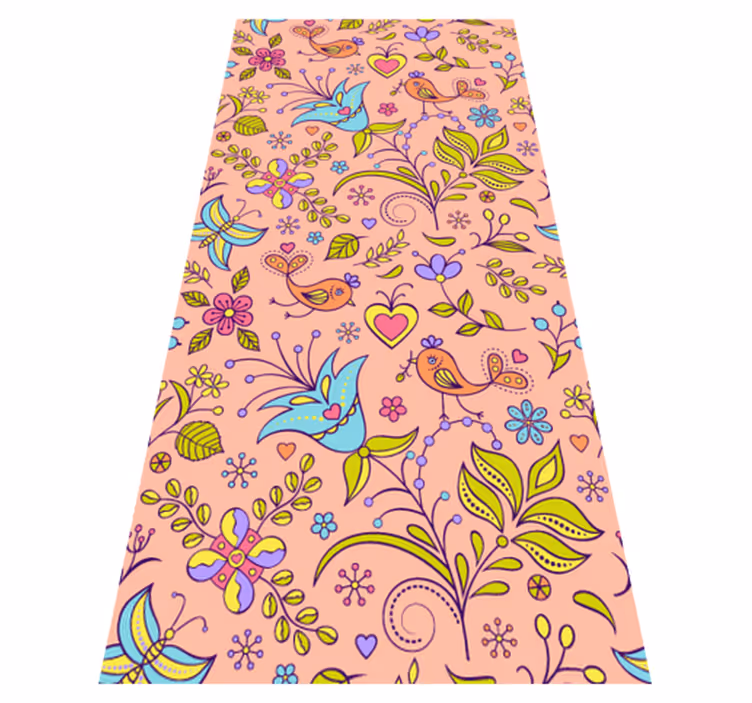 花と植物の壁画 鳥と蝶のフローラパターン - TENSTICKERS