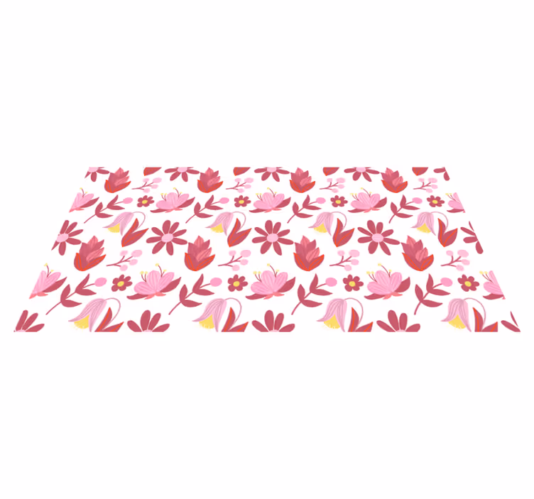 花と植物の壁画 ポーランドの民芸品 赤い要素付き - TENSTICKERS