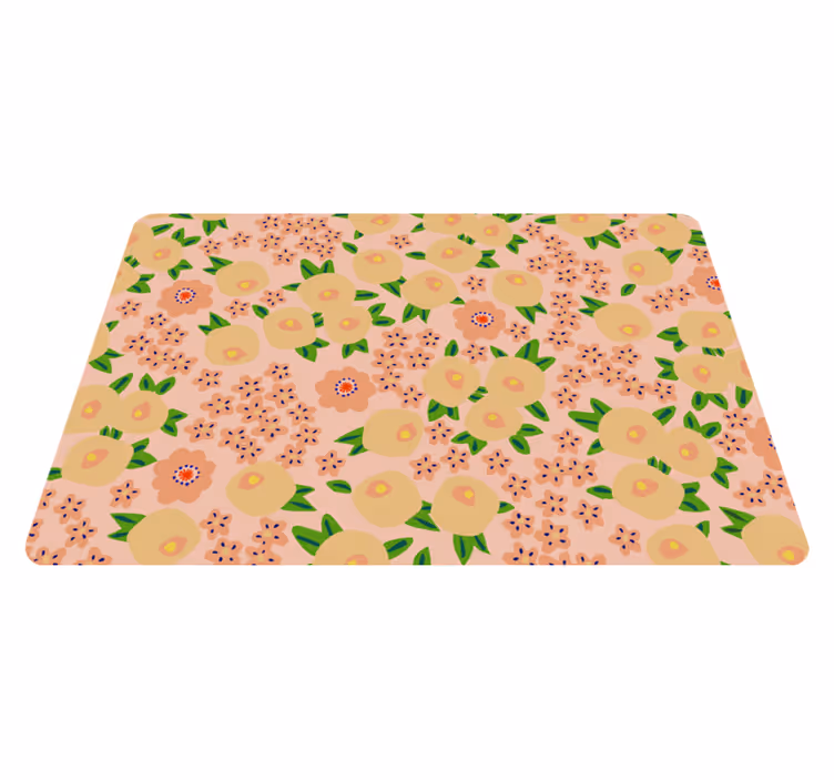 花と植物の壁画ピーチトーンのオリジナルフラワーパターン - TENSTICKERS