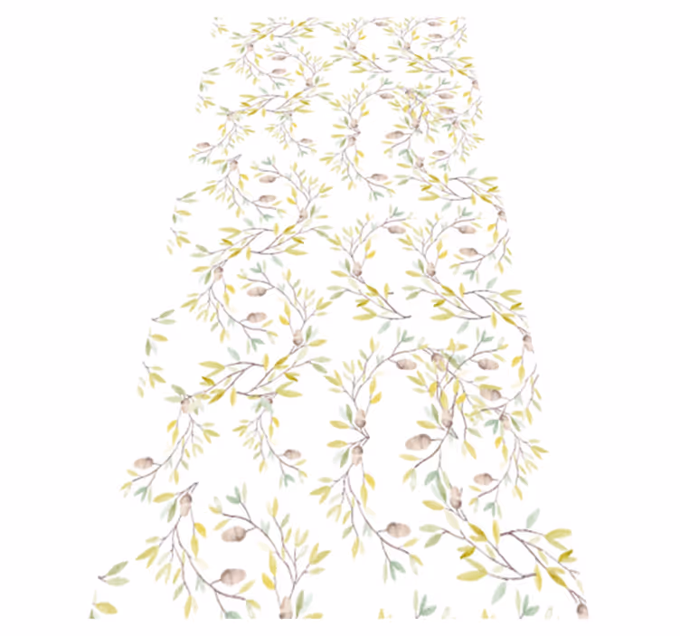 花と植物の壁画オリジナル水彩緑葉パターン - TENSTICKERS