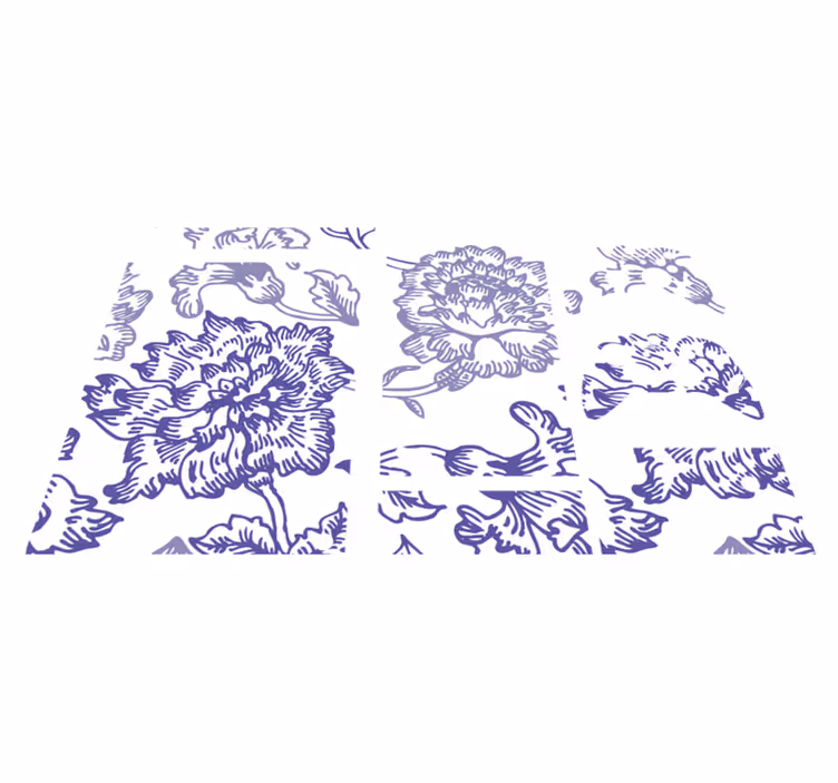 花と植物の壁画柔らかな紫の花柄 - TENSTICKERS
