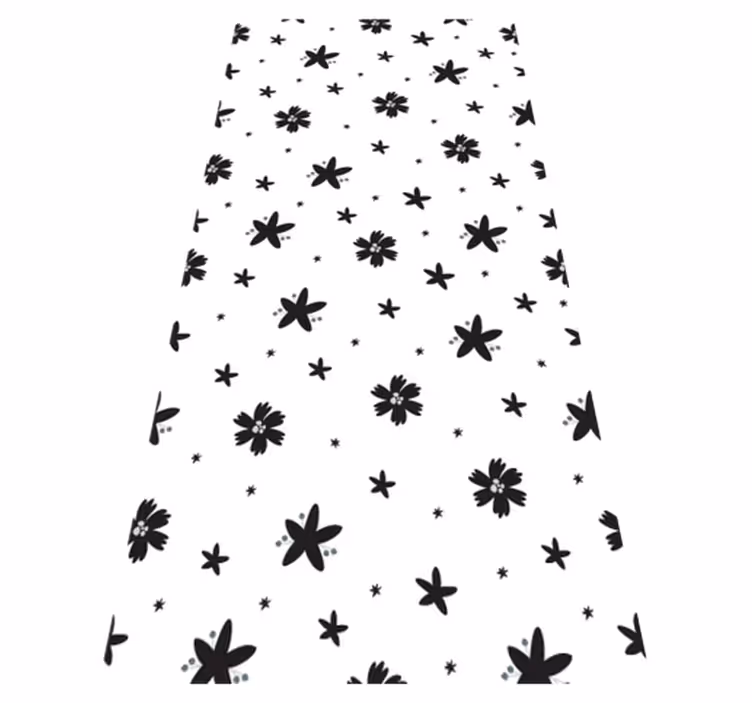 花と植物の壁画白黒インクの花柄 - TENSTICKERS