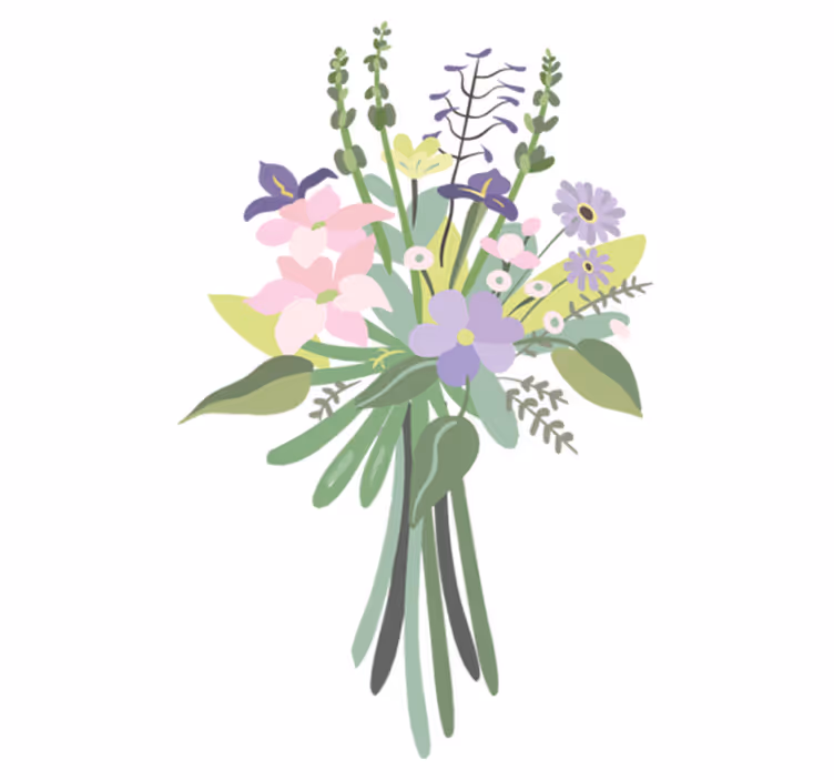 花と植物の壁画カラフルな花束 - TENSTICKERS