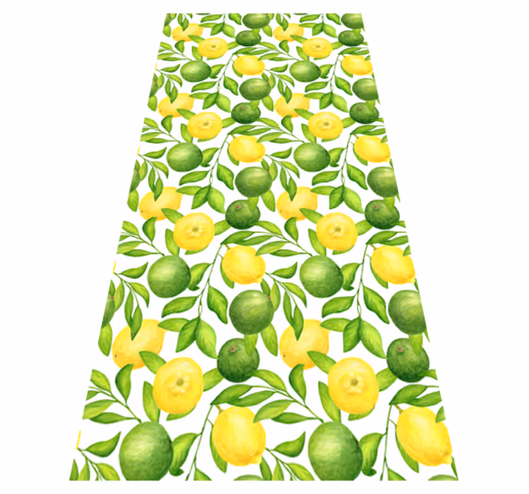 花と植物の壁画レモンとライムのパターン - TENSTICKERS