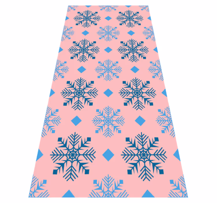 クリスマスの壁画ピンクと青の雪の結晶パターン - TENSTICKERS