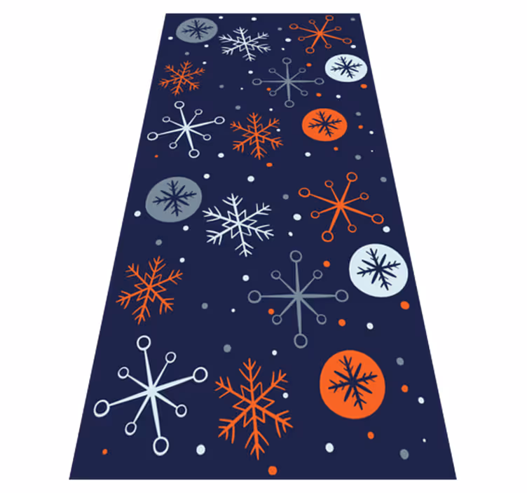 クリスマスの壁画青とオレンジの雪の結晶 - TENSTICKERS