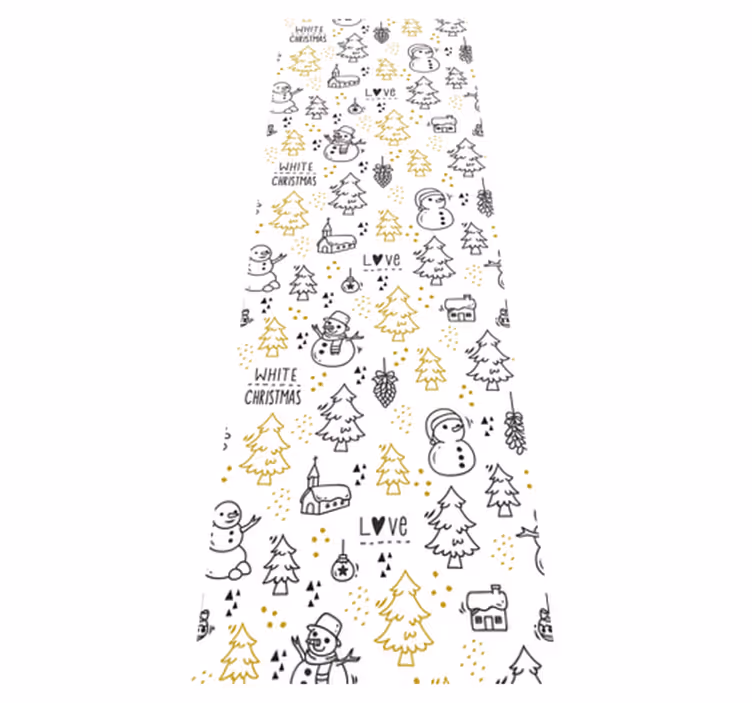 クリスマスの壁画黒と金のクリスマス落書きパターン - TENSTICKERS