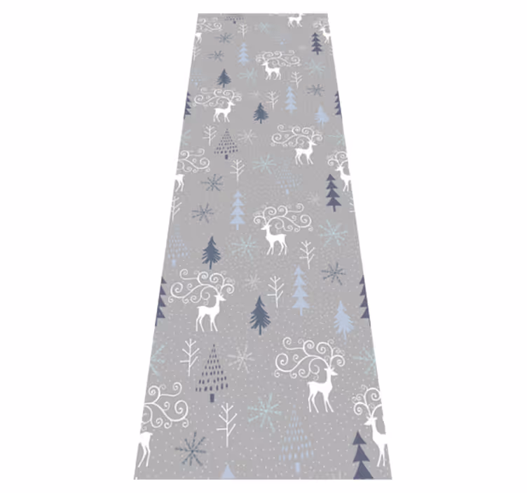 クリスマスの壁画ホワイトのトナカイと木のパターン - TENSTICKERS