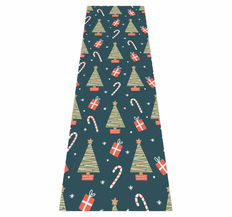 クリスマスの壁画 色とりどりの木とプレゼントのパターン - TENSTICKERS