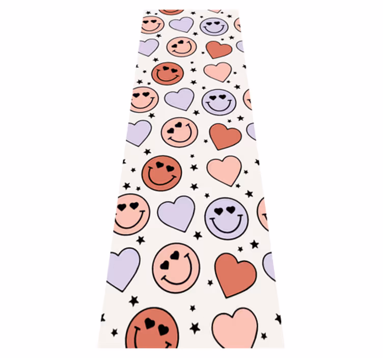 寝室 ビニールマット 愛とハートのスマイリーフェイス - TENSTICKERS