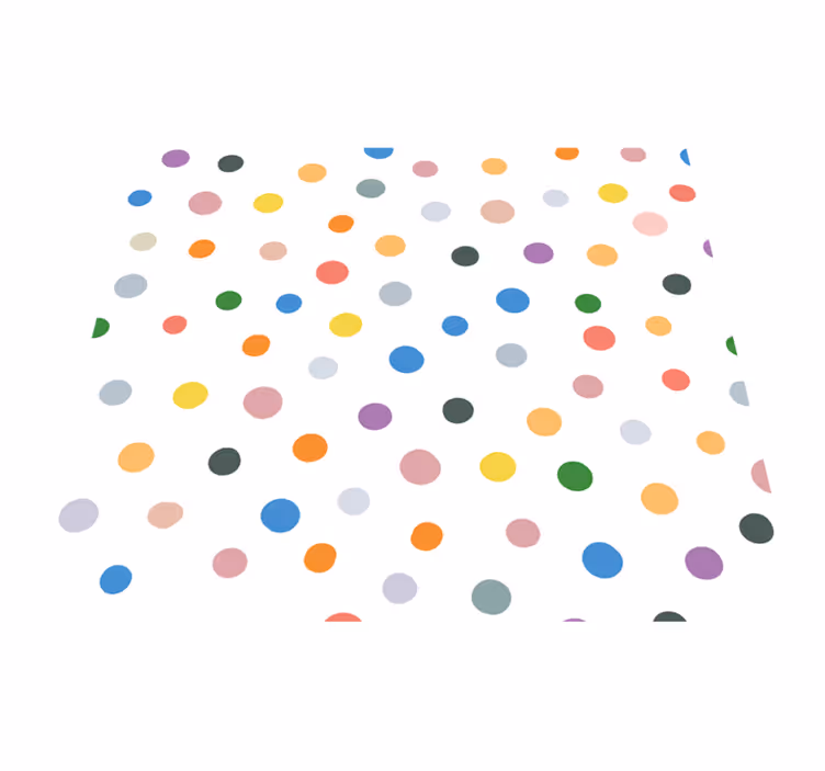 寝室 ビニールマット 白地にカラフルなドット - TENSTICKERS
