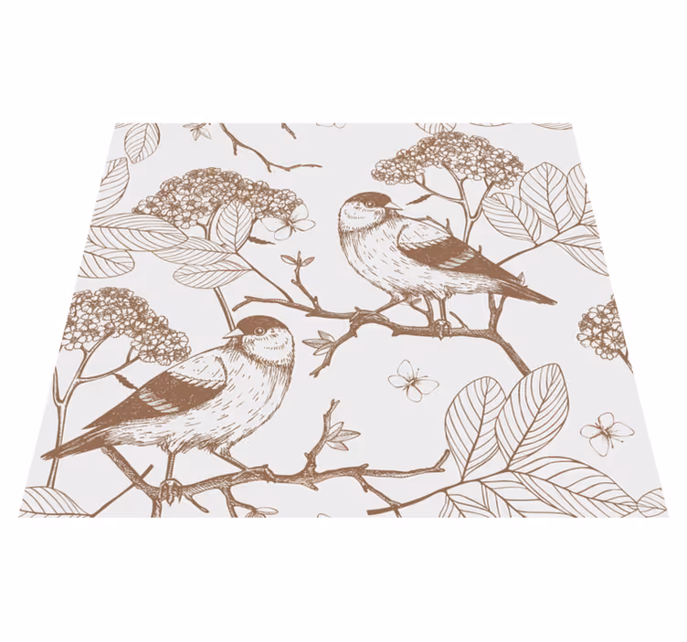 寝室 ビニールマット グレーとブラウンの鳥 - TENSTICKERS