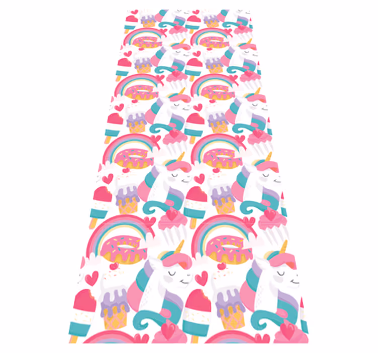 寝室 ビニールマット 虹のユニコーン - TENSTICKERS