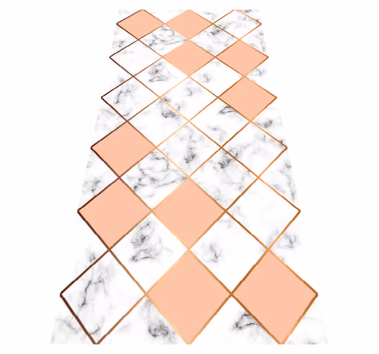 寝室 ビニールマット 幾何学的マーブルパターン ピンク色 - TENSTICKERS