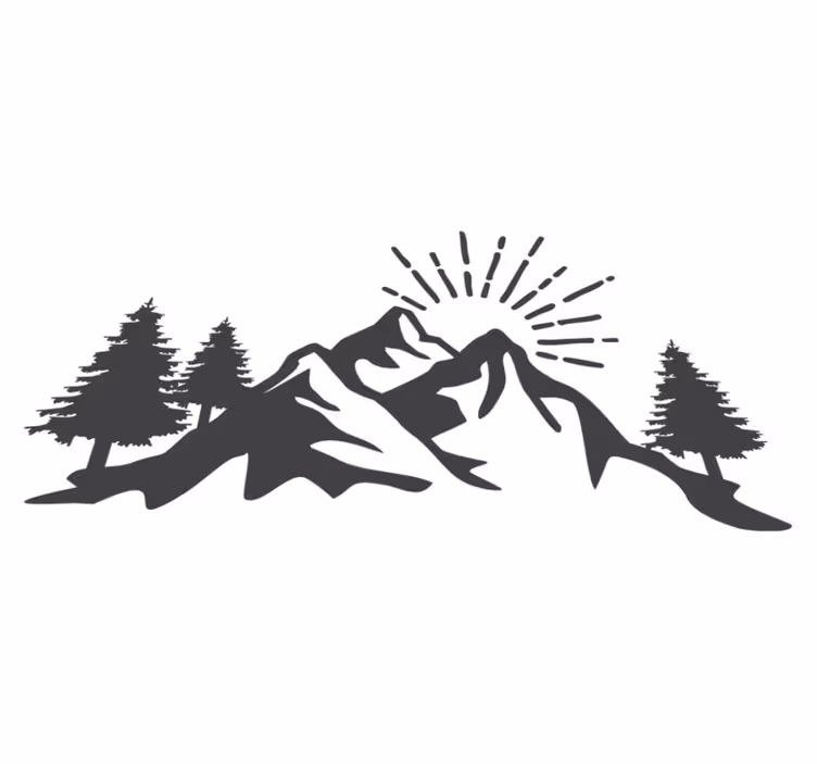 フォトミュラルネイチャー太陽の山のシルエット - TENSTICKERS
