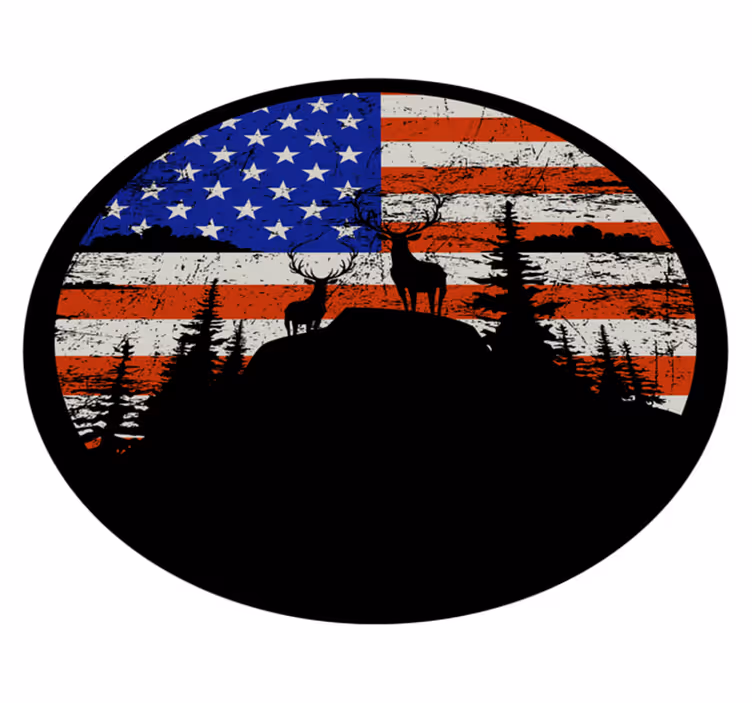 フォトミュラルネイチャーアメリカ国旗の山のシルエット - TENSTICKERS