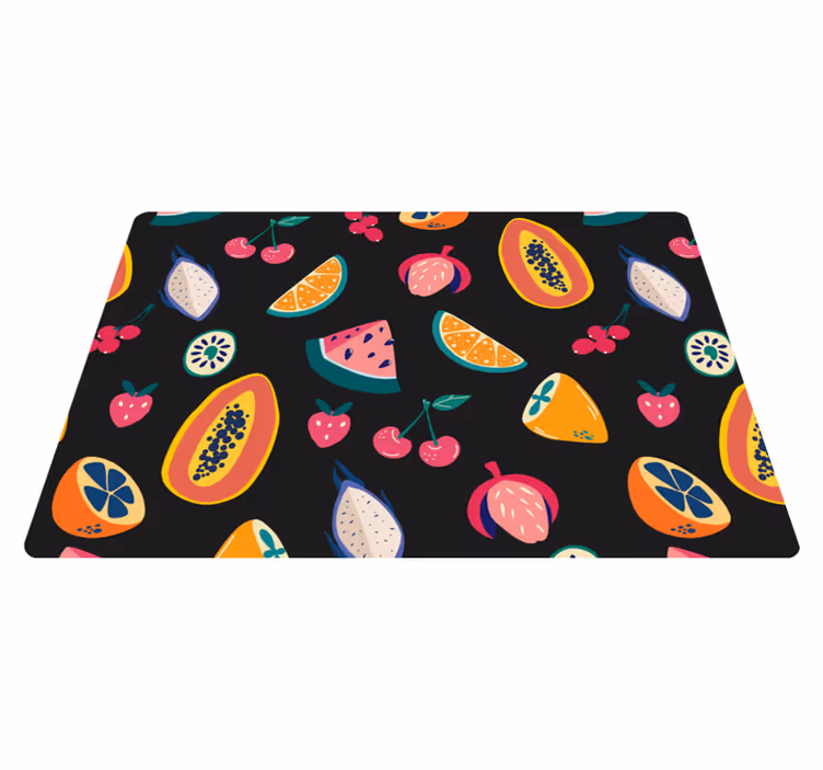 フォトミュラルネイチャー黒背景のカラフルな果物 - TENSTICKERS