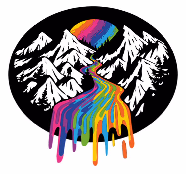 フォトミュラルネイチャー虹の山の風景 - TENSTICKERS
