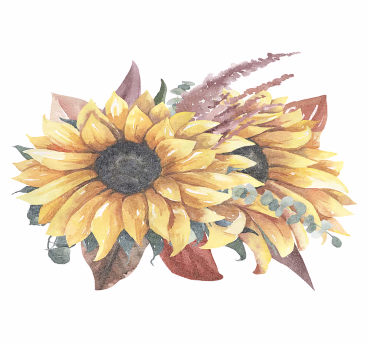フォトミュラルネイチャーひまわりの花のアレンジメント - TENSTICKERS