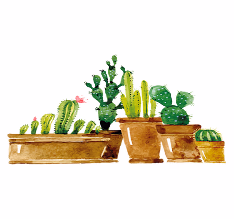 花と植物の壁画自家製サボテンガーデン - TENSTICKERS
