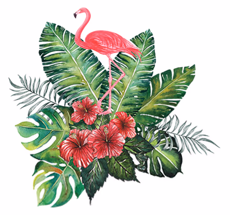 花と植物の壁画大きなトロピカルフラミンゴ - TENSTICKERS