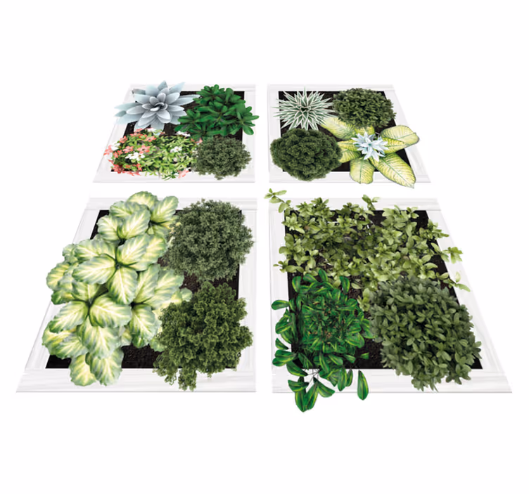 花と植物の壁画垂直庭のタイル - TENSTICKERS