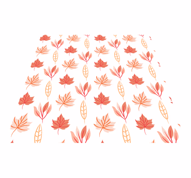 花と植物の壁画ピンクの秋の葉のパターン - TENSTICKERS