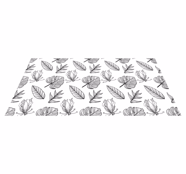 花と植物の壁画単色のトロピカルリーフ - TENSTICKERS