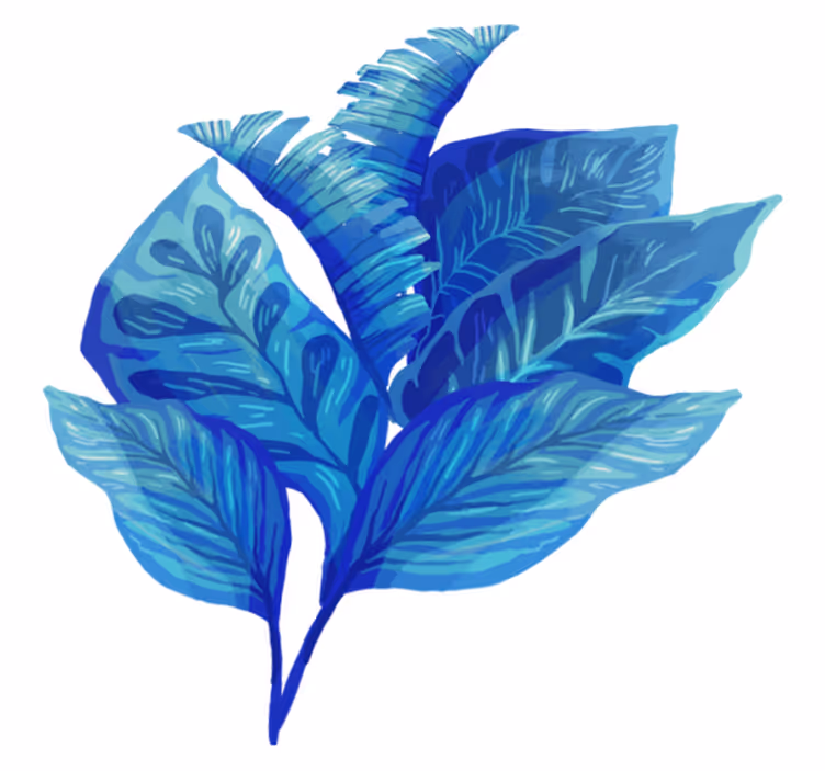 花と植物の壁画青い葉のアレンジメント - TENSTICKERS